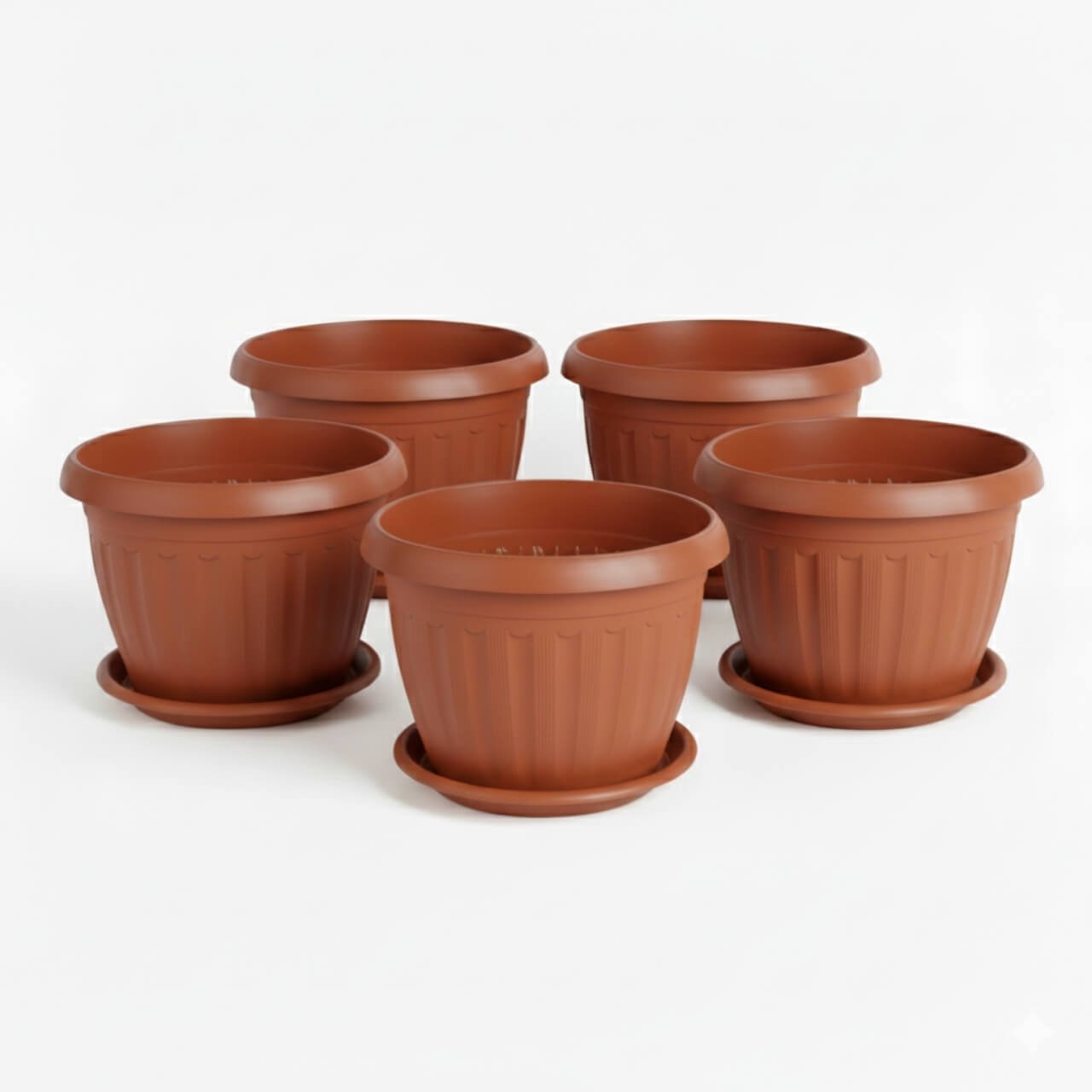 عرض 5 اصيص زرع ألماني مقاس 20 سم بالطبق